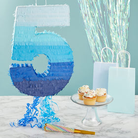 Blue Panda ombre blue gradient pinata close-up for striking party decor