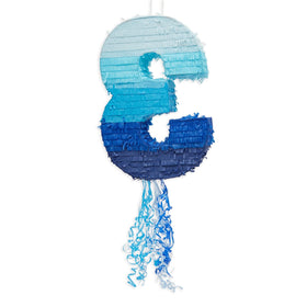 Blue Panda pinata hanging loop attached for simple setup.