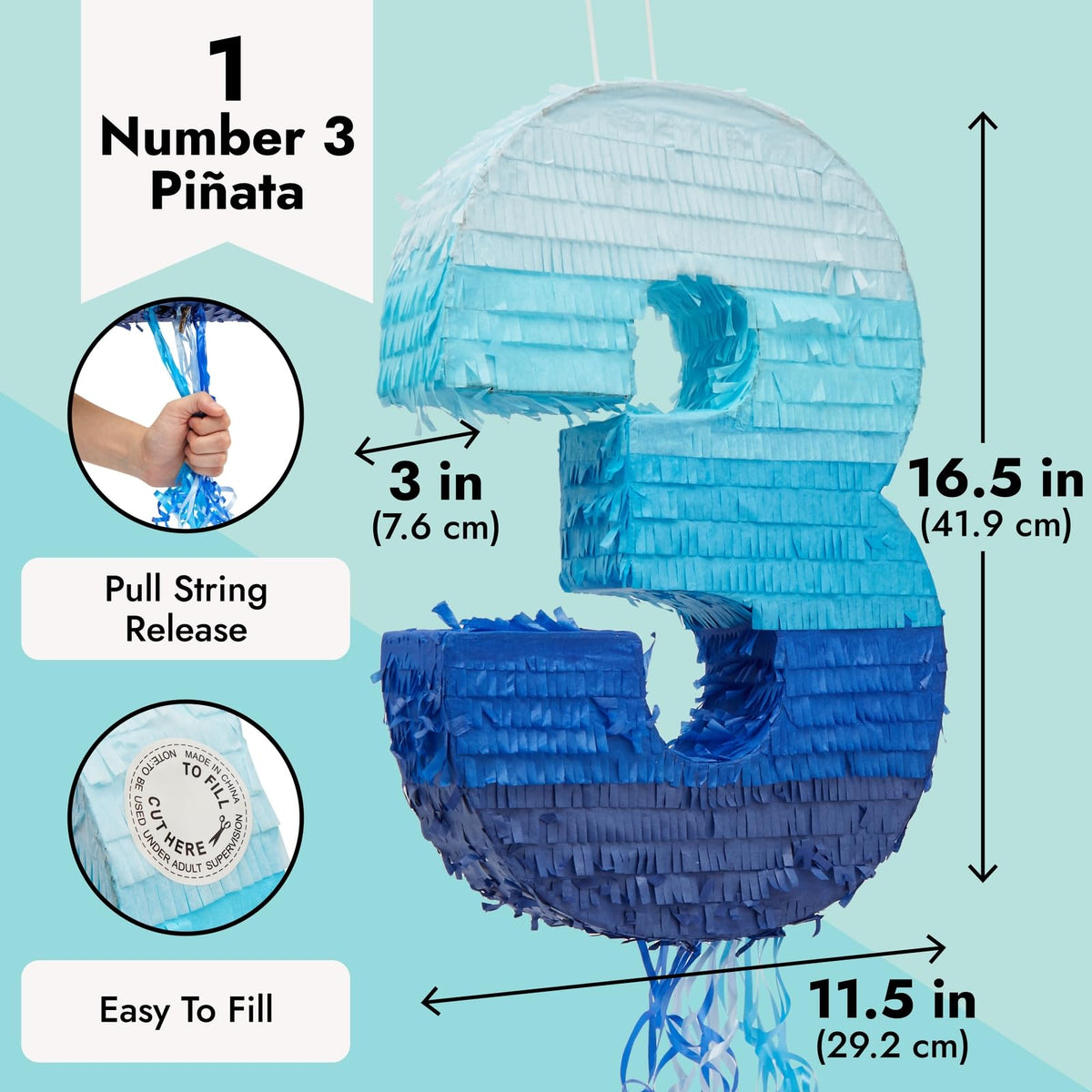 Blue Panda pull-string pinata in action during a party moment.