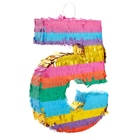 Blue Panda Rainbow Number 5 Pinata colorful tissue accents for decor