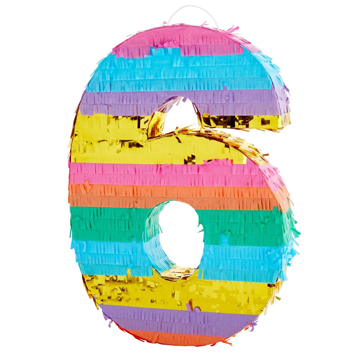 Blue Panda Rainbow Number 6 pinata decor detail.
