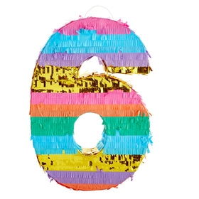 Blue Panda Rainbow Number 6 pinata tissue exterior withstands play.