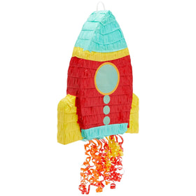 BLUE PANDA rocket ship pinata pull string for exciting party activities.