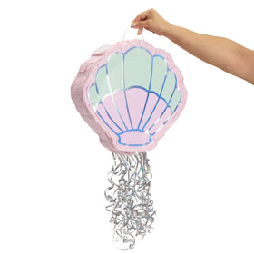 BLUE PANDA Seashell Pinata with holographic tissue for ocean-themed celebrations