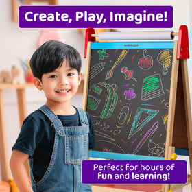 Blue Squid easel includes three paper rolls for extended art time.