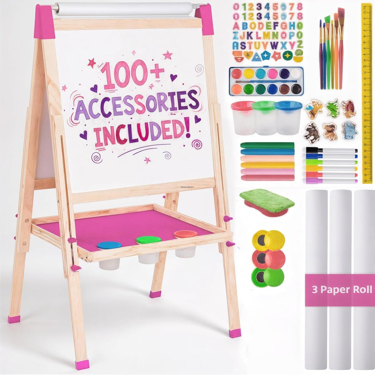 Blue Squid art easel front view for kids with dual boards