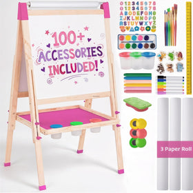 Blue Squid art easel front view for kids with dual boards