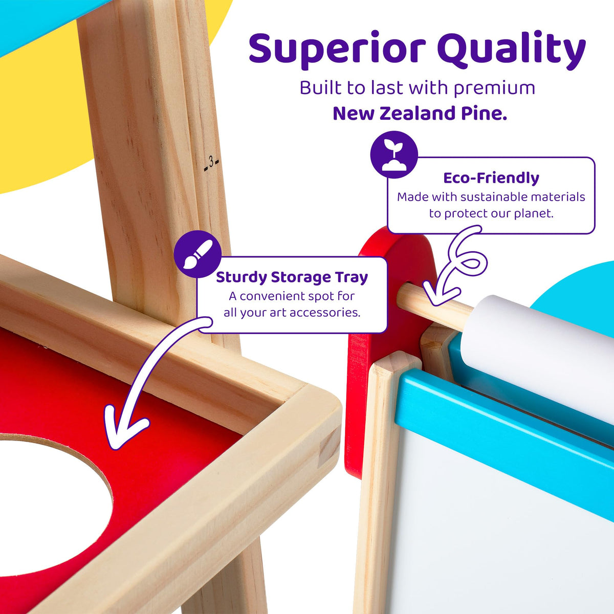 Blue Squid wooden frame provides a sturdy, safe art space.