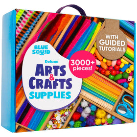 Blue Squid deluxe craft kit with two drawers keeps supplies neatly organized for creativity.