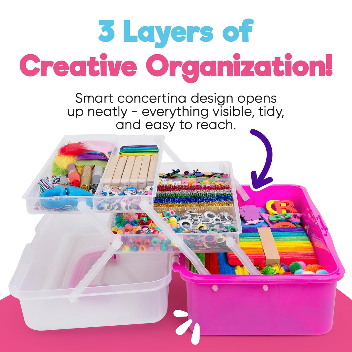 Blue Squid Deluxe Craft Kit with two drawers provides tidy storage for projects.