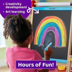 Blue Squid easel in use during a kid drawing session.