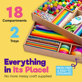 Blue Squid organized 18 compartments help kids find materials quickly during crafts.