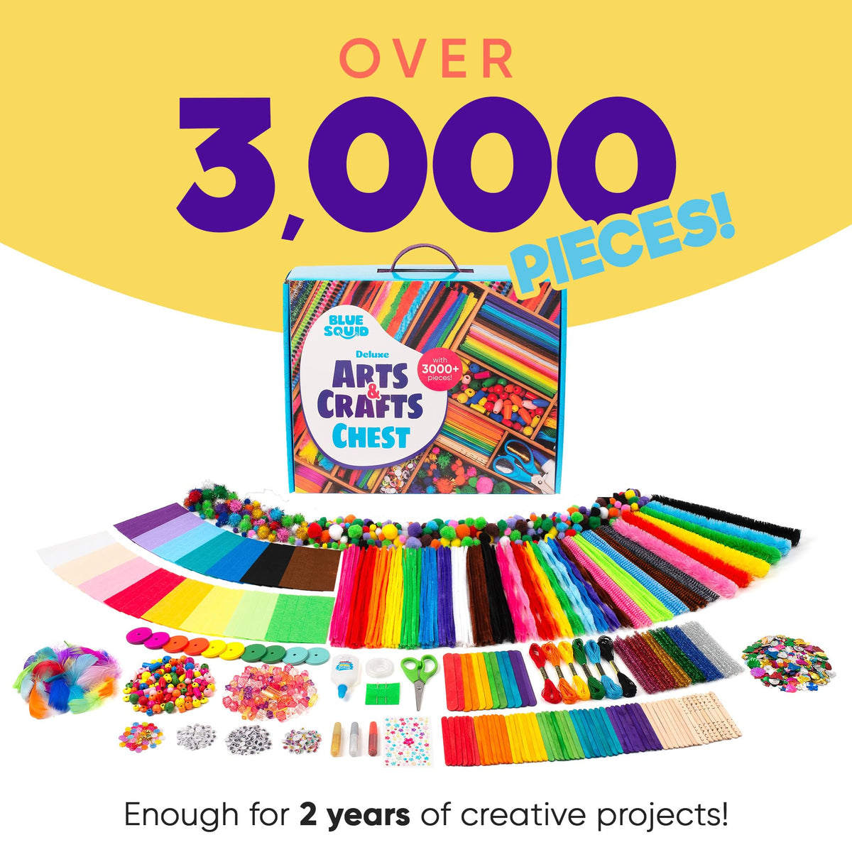 Blue Squid pipe cleaners and pom-poms add texture for colorful sculptures.