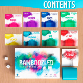 Blue Wasatch Games Bamboozled strike cards laid out for quick decisions.