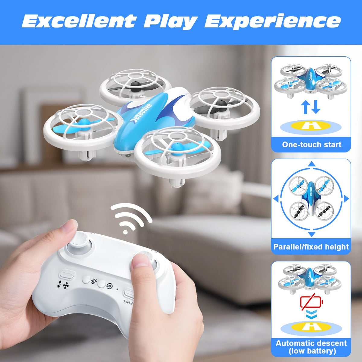 BlueFire Mini Drone altitude hold helps steady flights for learners.