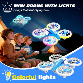 BlueFire Mini Drone LED light show adds colorful visibility during play.