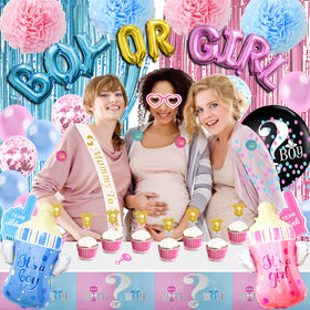 Bluegogo baby girl and baby boy foil balloons for gender decor