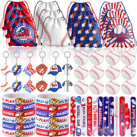 Bluegogo baseball drawstring bags with vibrant patterns, ideal for party favors.