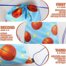 Bluegogo basketball drawstring bag pattern 4: practical gift bag for guests