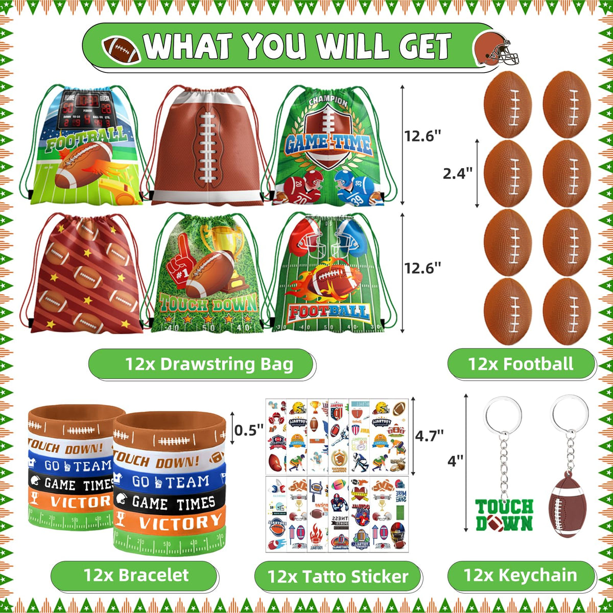 Bluegogo football drawstring bag pattern 2, ideal for kids' loot bags.