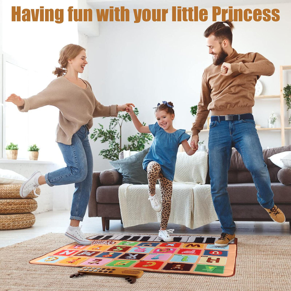 Bluejay Baby Piano Mat features colorful letters with animals to boost recognition