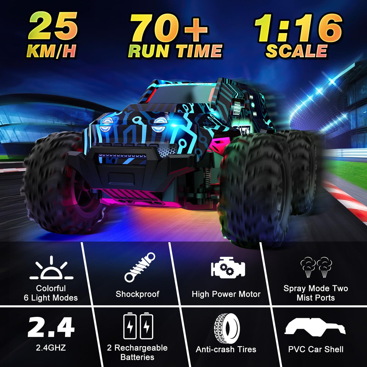 Bluejay RC car dual-speed option enables fast drifting and controlled cruising.