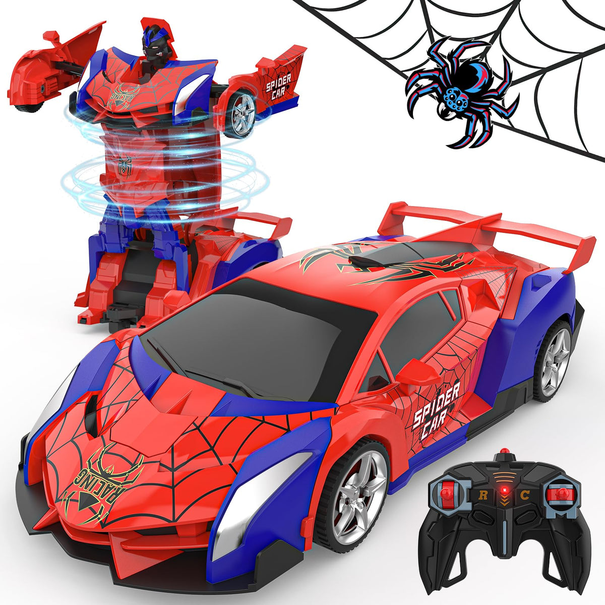 BLUEJAY Transform RC Car front view, ready for action and imaginative play.