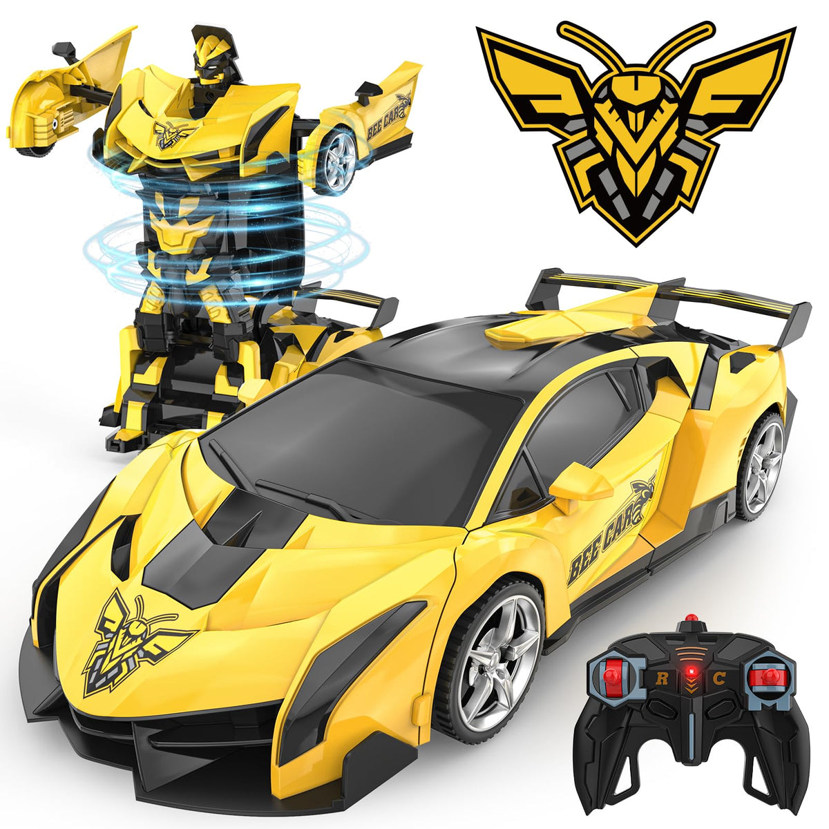 BLUEJAY Transform RC Car front view with bold colors for durable indoor play.