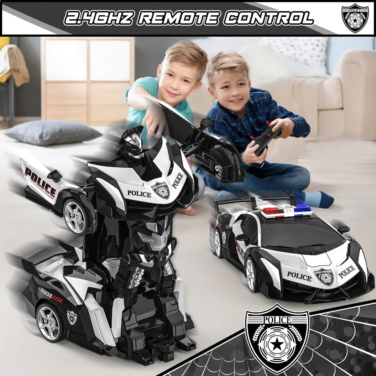 BLUEJAY Transform RC Car remote control for precise steering and multi-car fun.