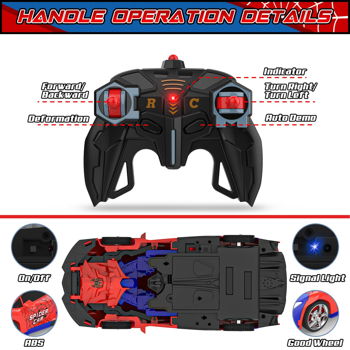BLUEJAY Transform RC Car remote with 2.4GHz for multiplayer racing.