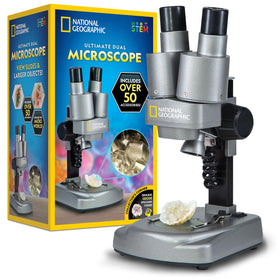 Blue Marble National Geographic dual-led microscope kit for kids, enabling hands-on biology exploration at home.