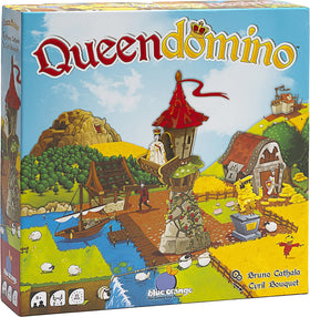 Blue Orange Queendomino board game cover showing vibrant tiles for family strategy.