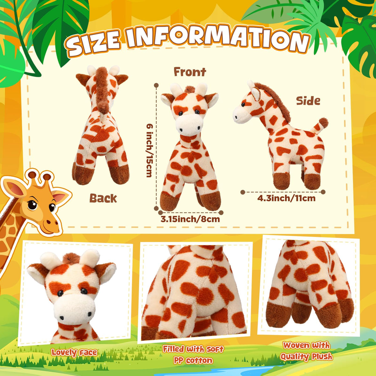 Blueweenly 12-pack giraffe plush, ideal for party decor and gifts
