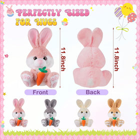 Blueweenly 12-inch Easter bunny plush shown hugging a carrot, ideal for warm snuggle moments