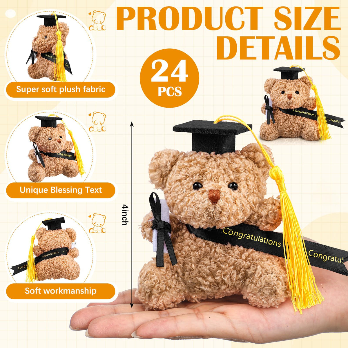Blueweenly 4-inch plush graduation bear ready for party favors