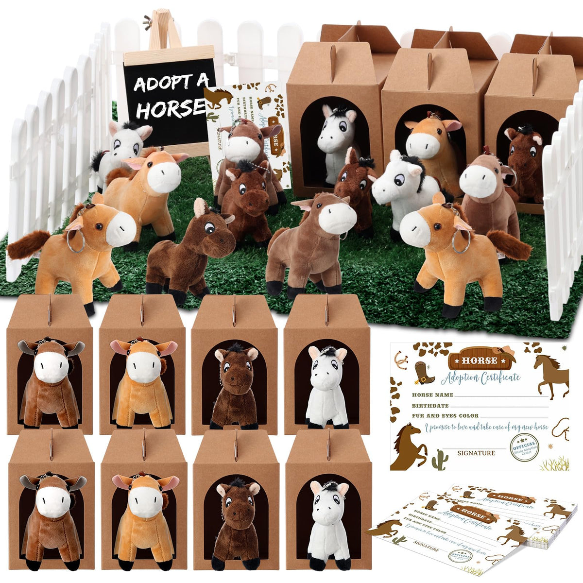 Blueweenly pony adoption set mini-ponies in boxes, ideal for imaginative play.