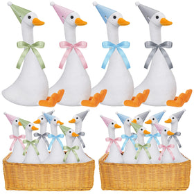 Blueweenly birthday hats in pink, blue, olive green, gray complement the goose decor.