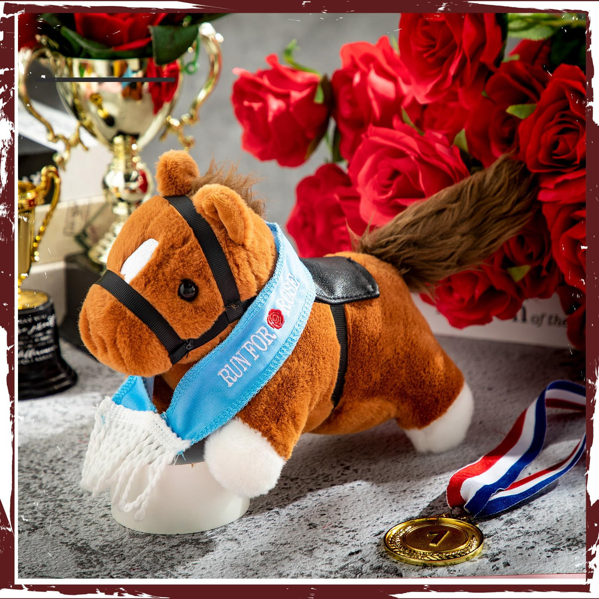Blueweenly Derby horse with saddle accessory enhances any display or gift.