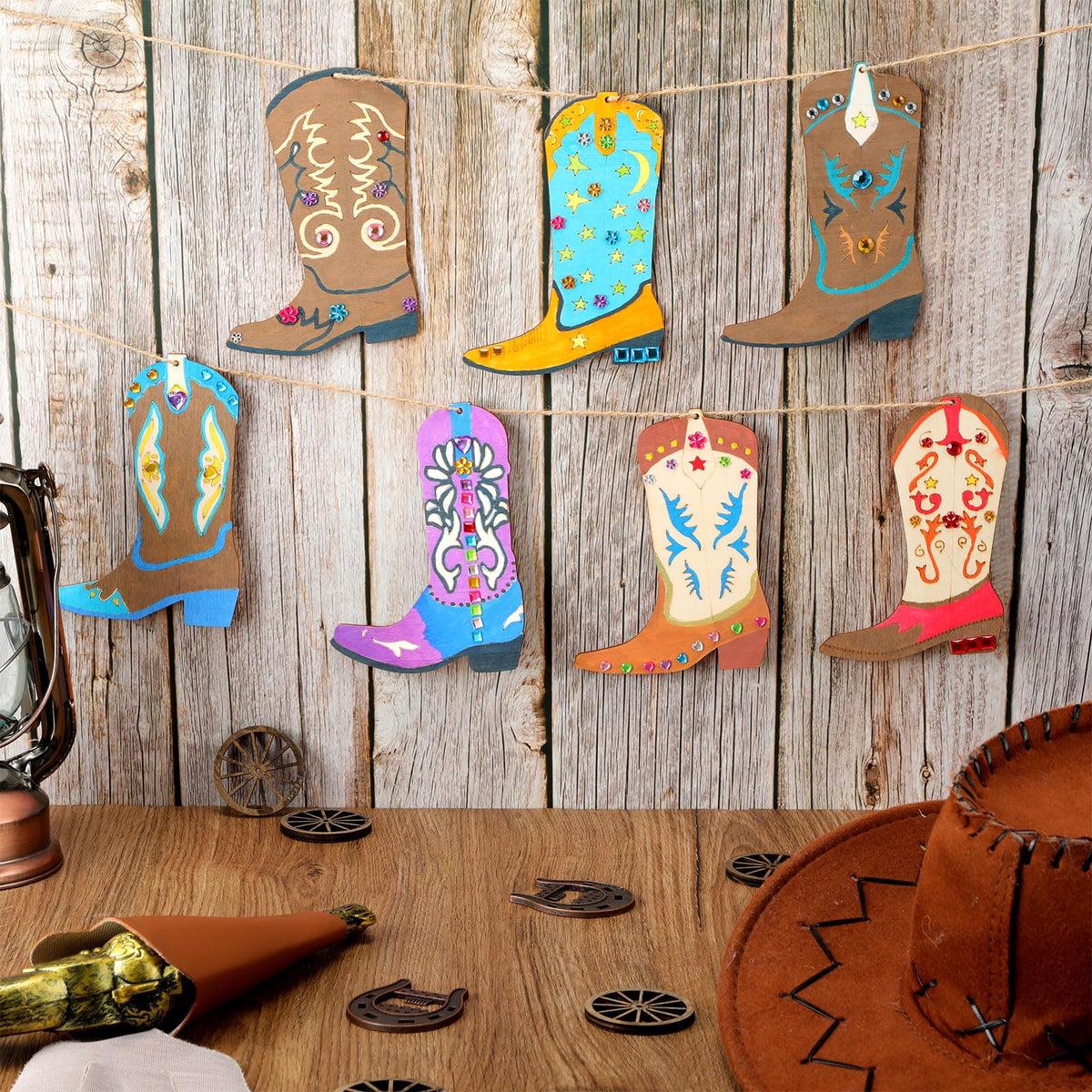 Blueweenly DIY wooden boots kit showcased for classroom crafts and learning.