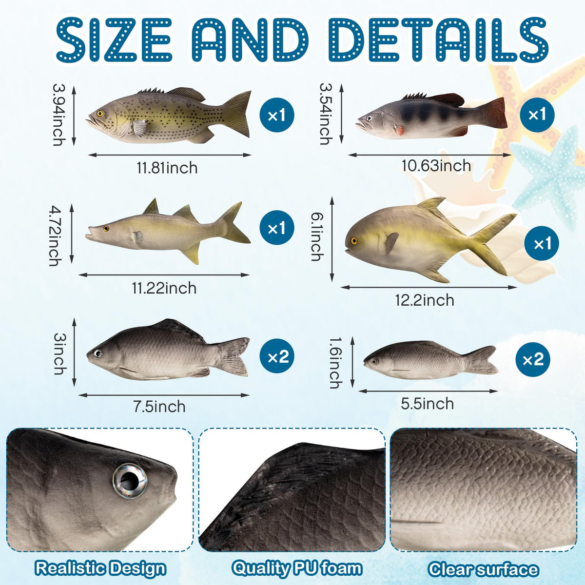 Blueweenly striped bass fake fish for lifelike party decor and photo props.