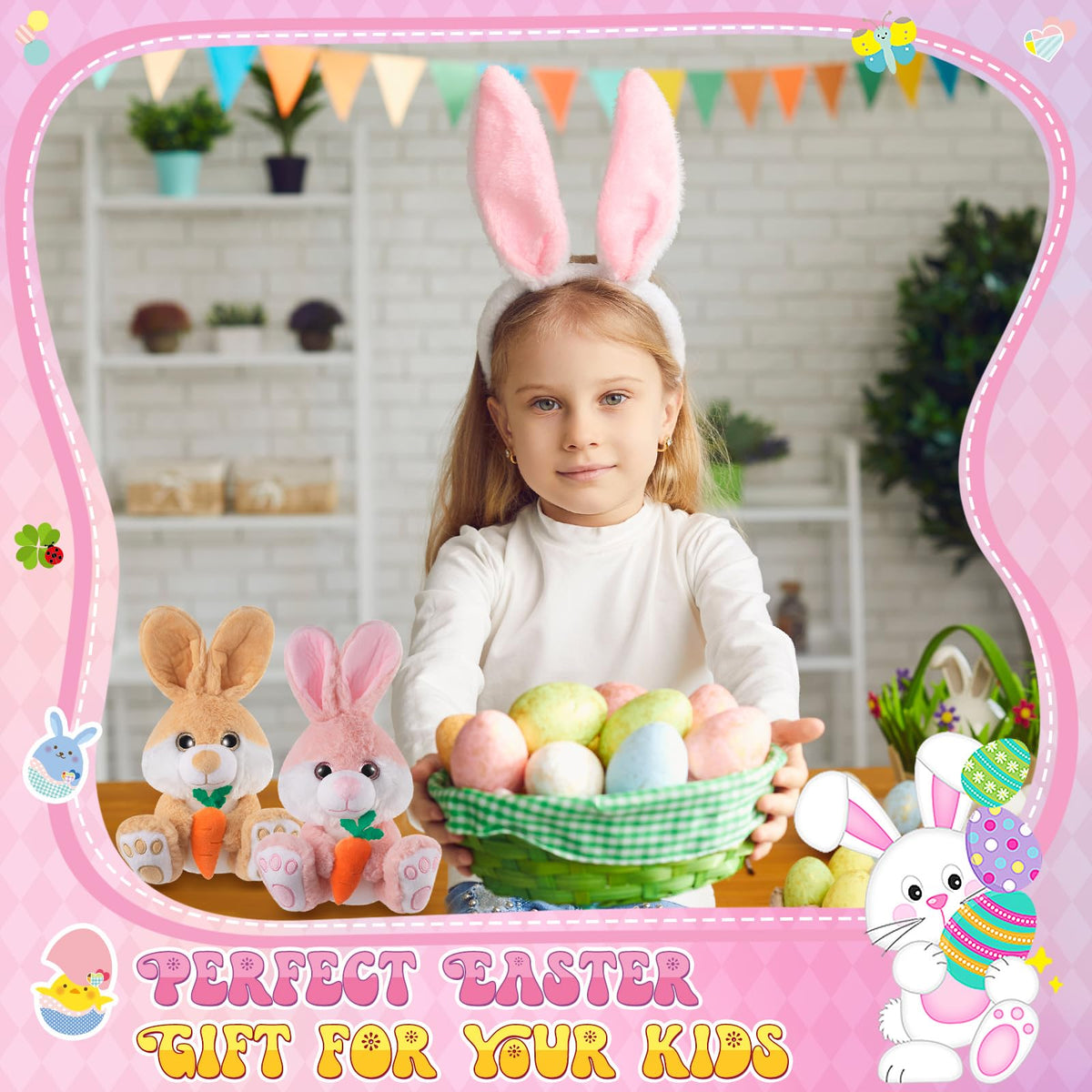 Blueweenly four-color bunny plush set, ideal Easter gift or basket stuffer
