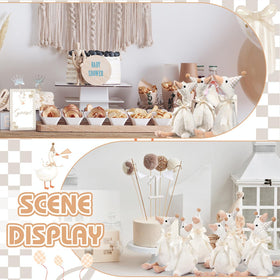 Blueweenly white and beige goose figurines brighten tables and display areas.