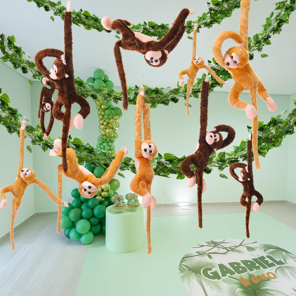 Blueweenly hanging monkey decor adds jungle charm with soft plush in dark brown and yellow.