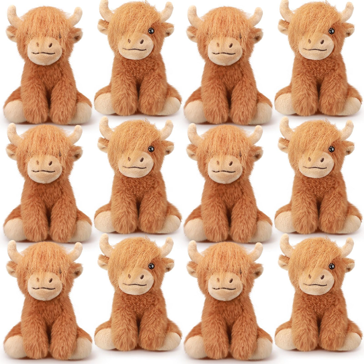 Blueweenly Highland Cow plush pack 12, ideal for party favors and gifts.