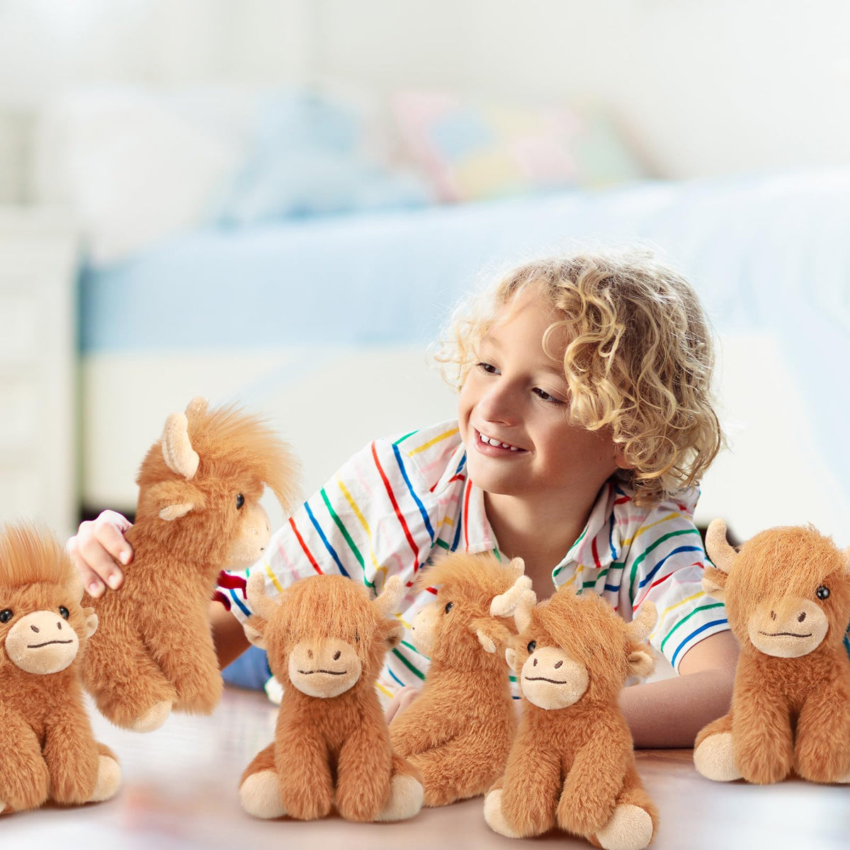 Blueweenly Highland Cow plush decor suitable for farm-themed parties and festive setups.