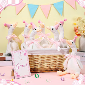 Blueweenly pink hats add cute flair to the goose birthday theme.