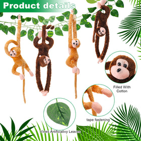 Blueweenly plush monkey offers soft texture suitable for kid-friendly safari ambiance.