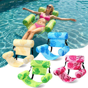Blueweenly pool float chair with Rustic Plants design for sun-filled lounging.