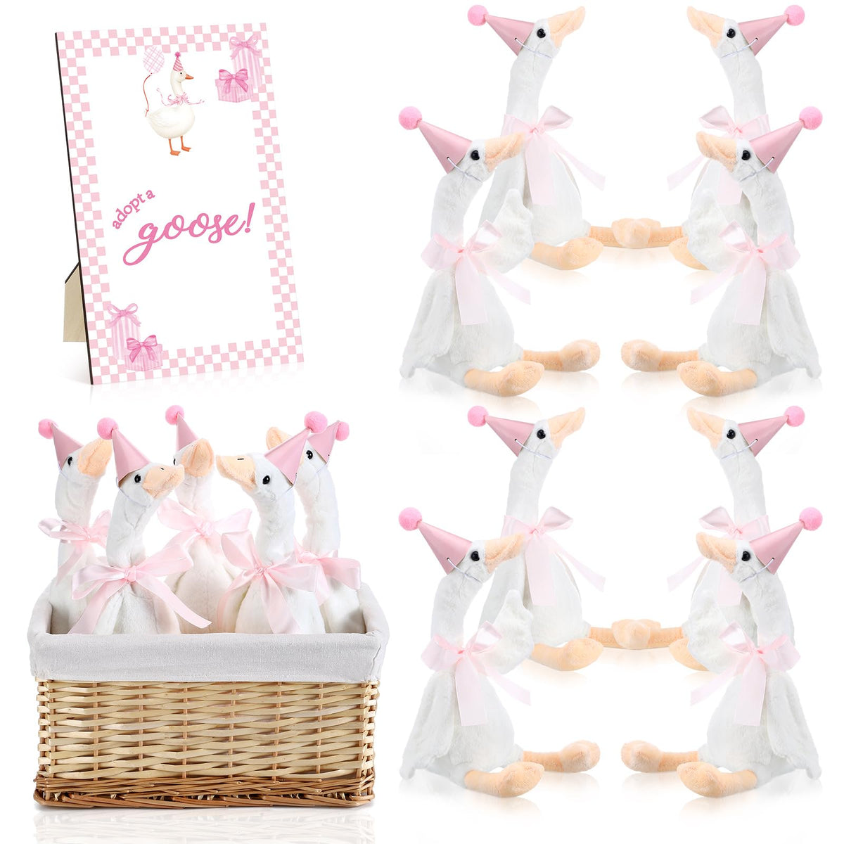 Blueweenly silly goose figures for whimsical birthday decor and photo moments.