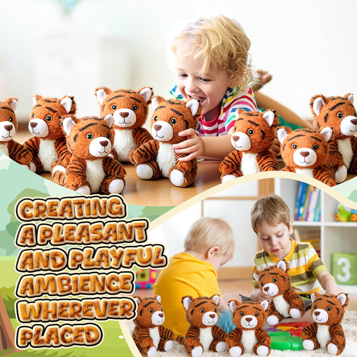Blueweenly tiger plush set of 12 for group play.